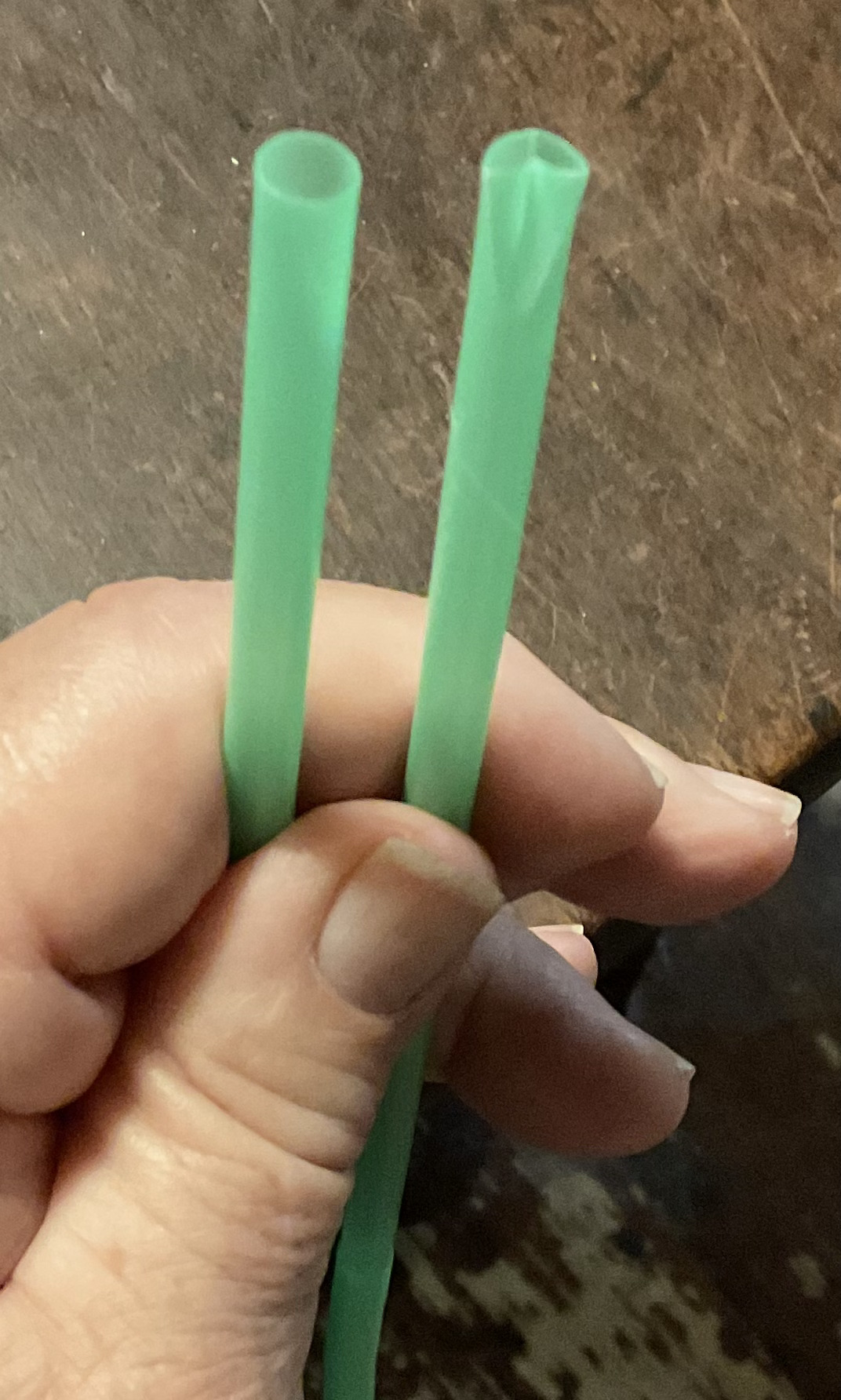 Holding two straws side-by-side